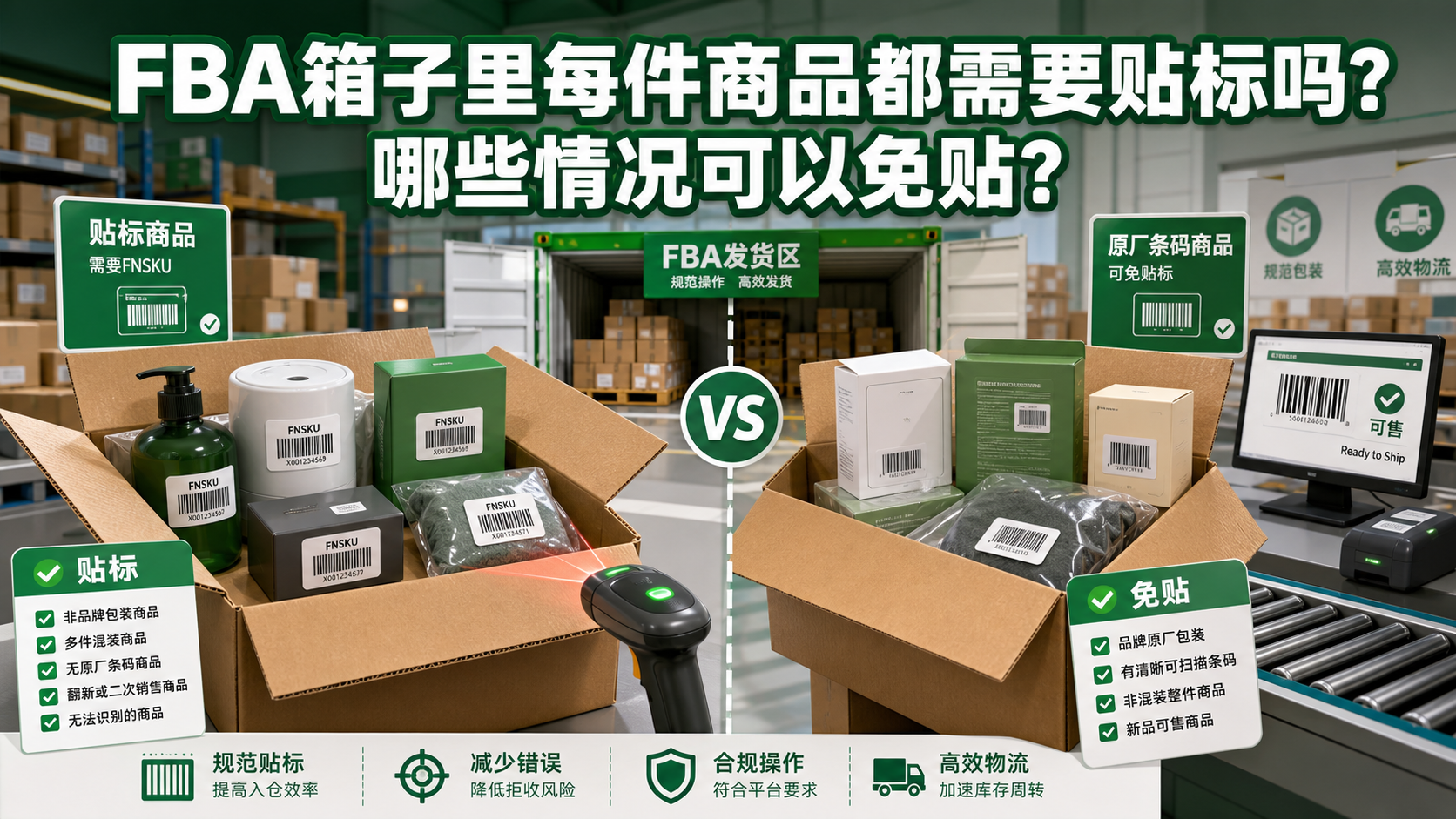 FBA箱子里每件商品都需要贴标吗？哪些情况可以免贴？