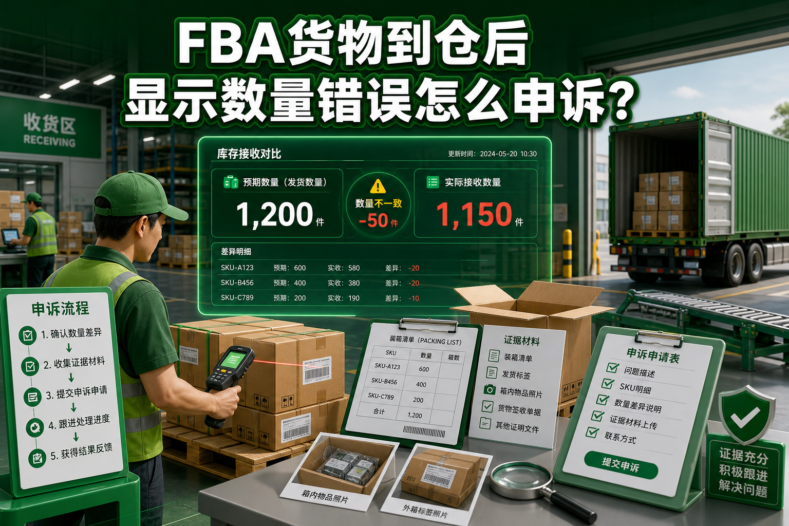 FBA货物到仓后显示数量错误怎么申诉？