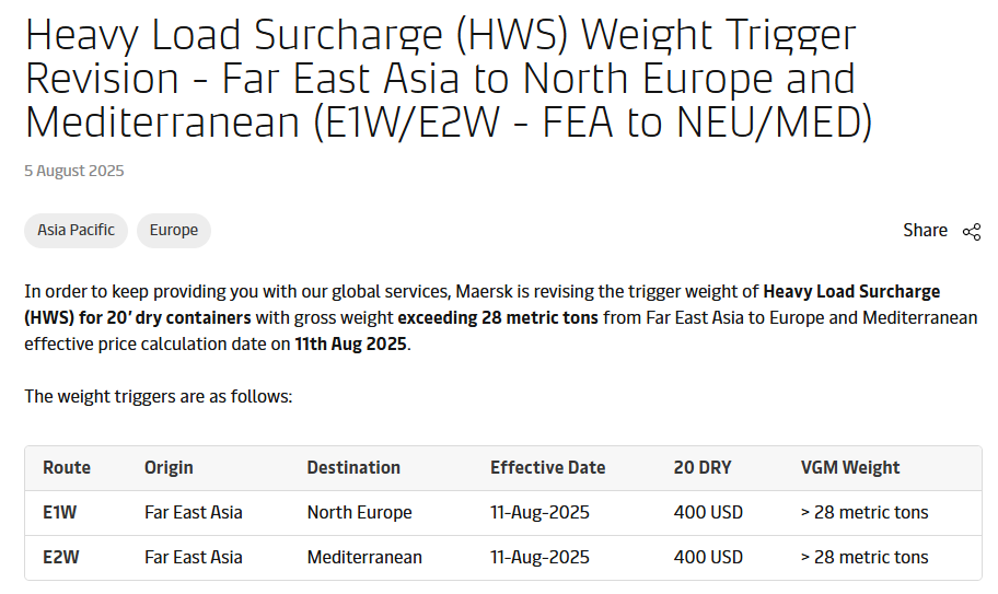 8月5日马士基公告